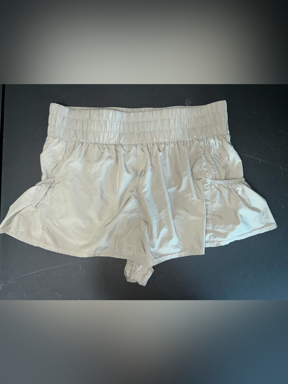 Free People FP Movement The Way Home High-Rise Pleated Shorts Light Tan